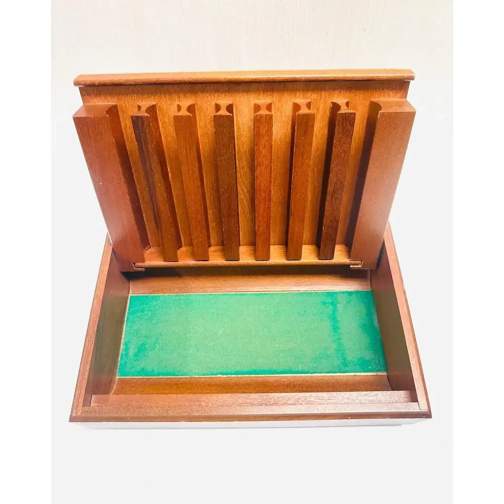 Vintage Wood Game Box Storage Organizer - Picture 10 of 13